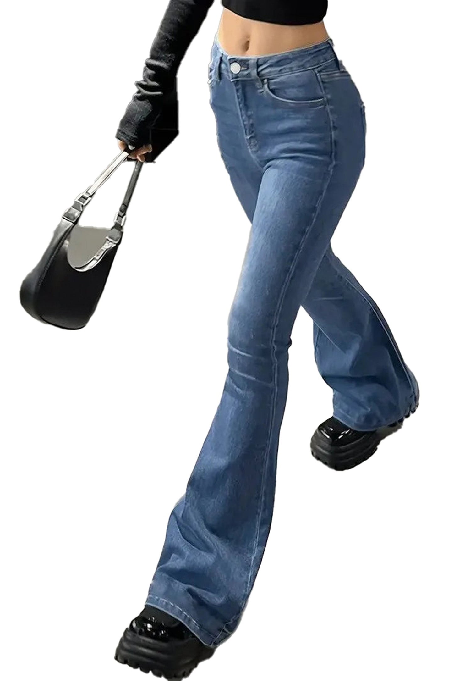 Womens Slim Flare Jeans Trendy Fit