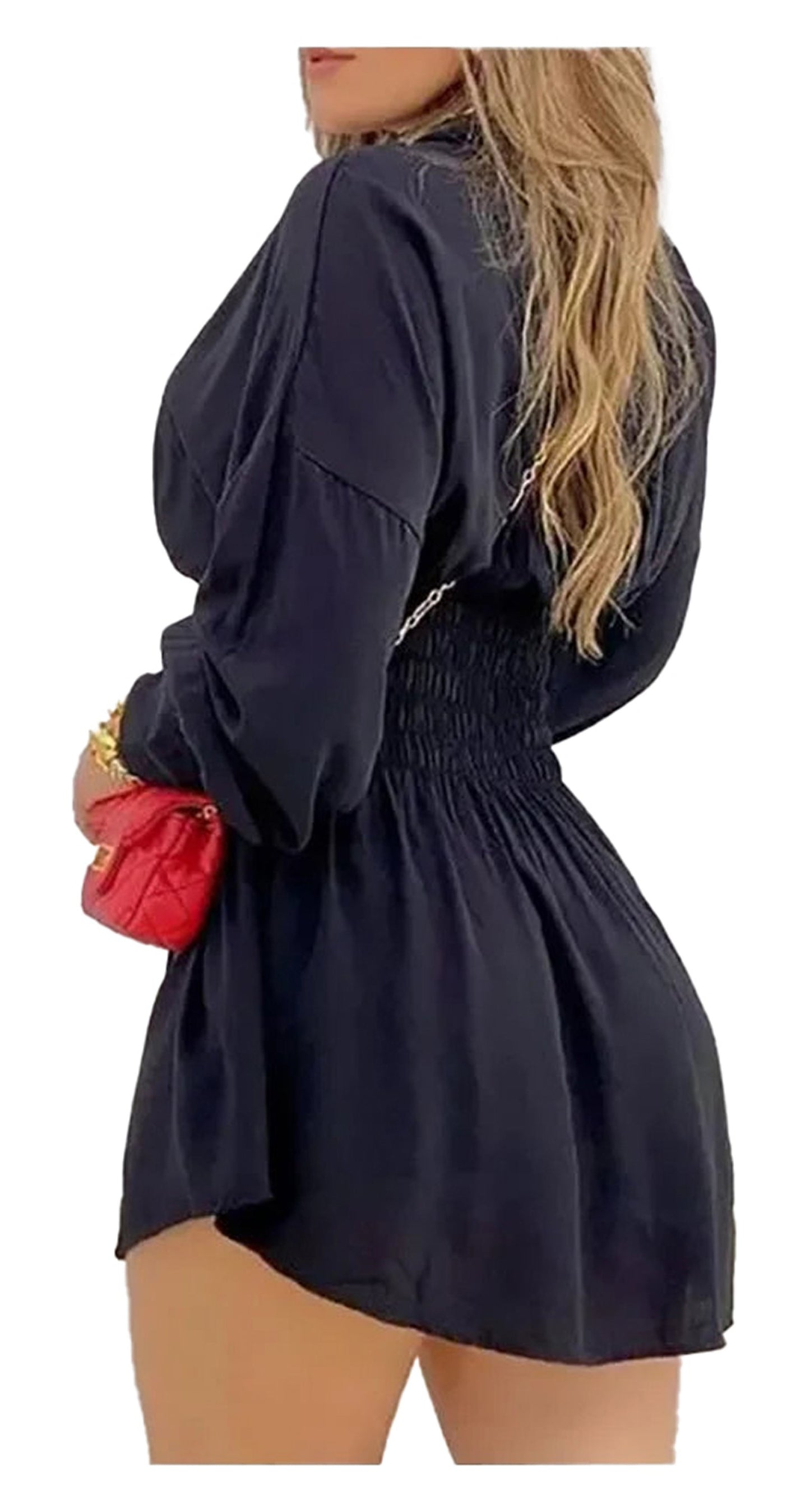 Sexy Black Mini Shirt Dress For Trendy Style