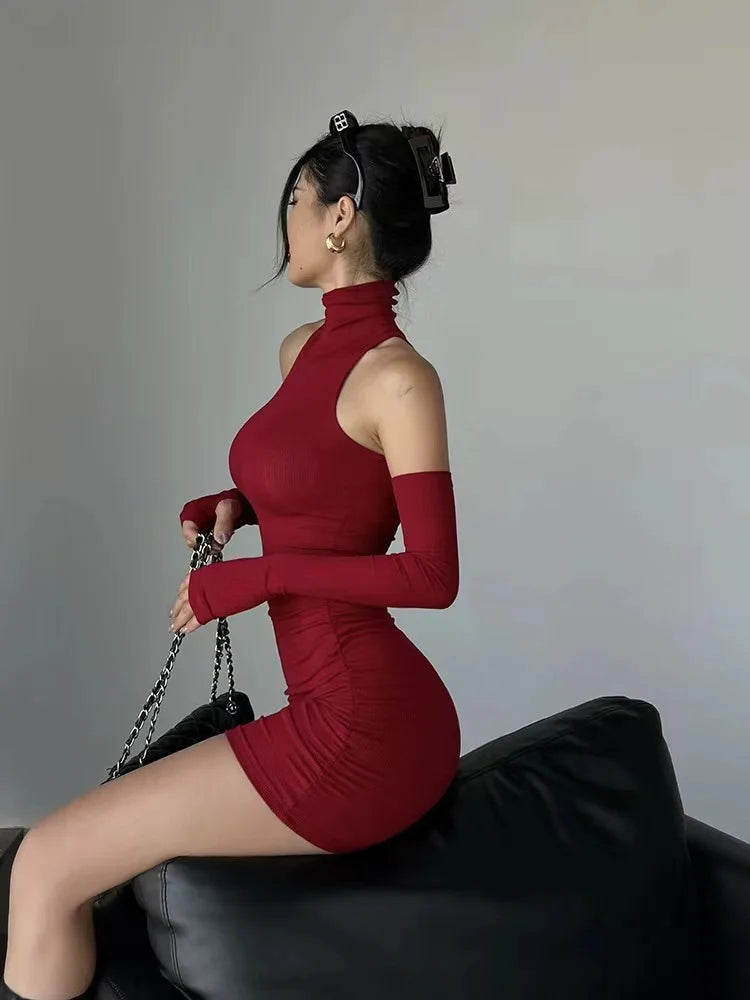 Mini Dress with Cold Shoulder Detail