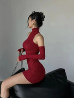 Mini Dress with Cold Shoulder Detail