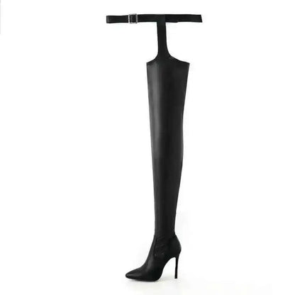 Black Thigh High Stiletto Boots