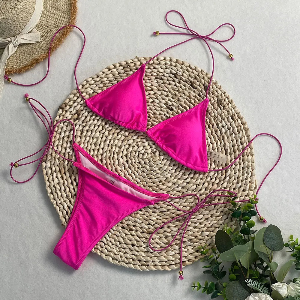 Swimwear Swimsuit: Trendy Pink Bikini Set