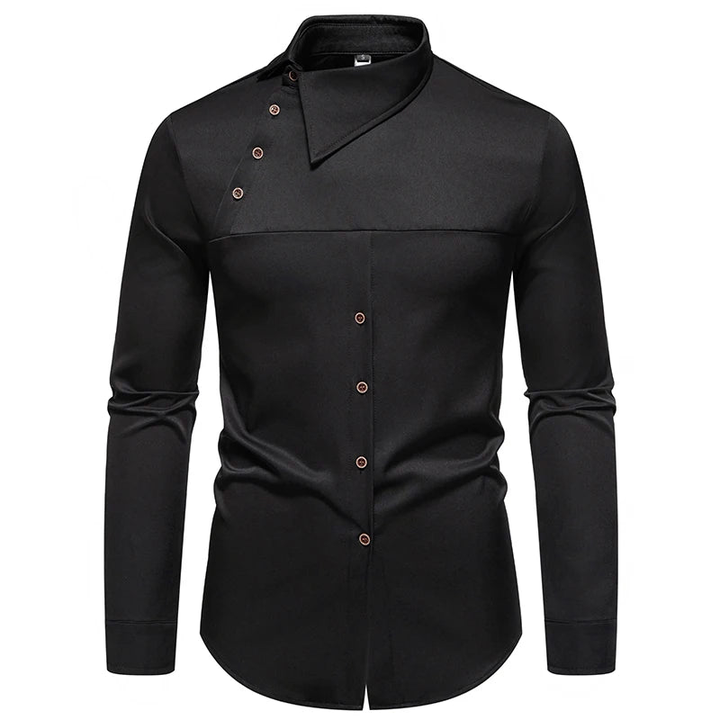 Mens Oblique Button Dress Shirt