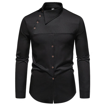 Mens Oblique Button Dress Shirt