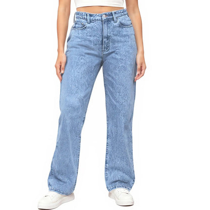 Womens High Waist Denim Trousers Trendy Fit