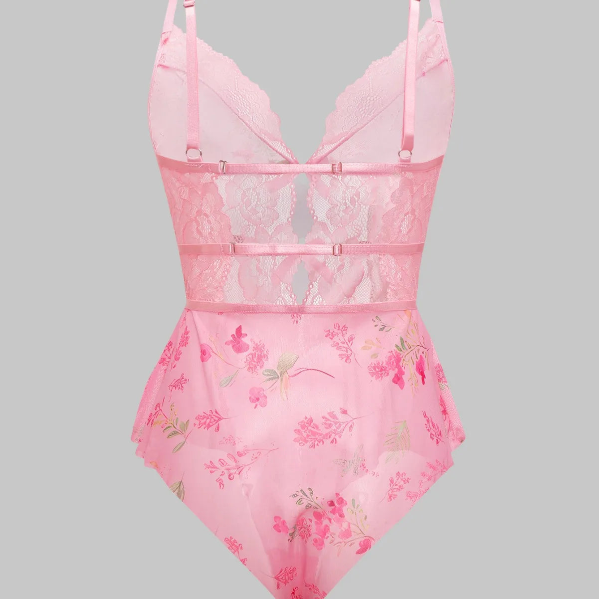 Crotchless Lingerie Floral Bodysuit