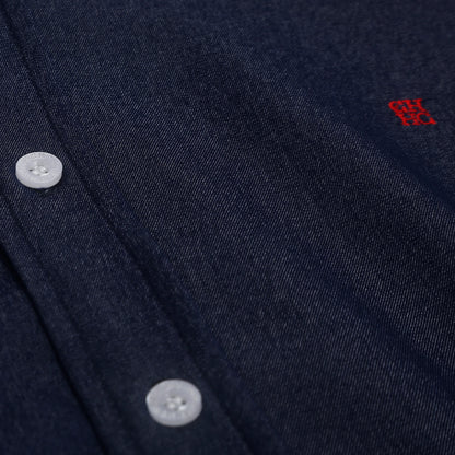 Mens Embroidered Denim Shirt Stylish Fit