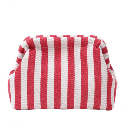 Stripe Pinch Snap Clutch Purse