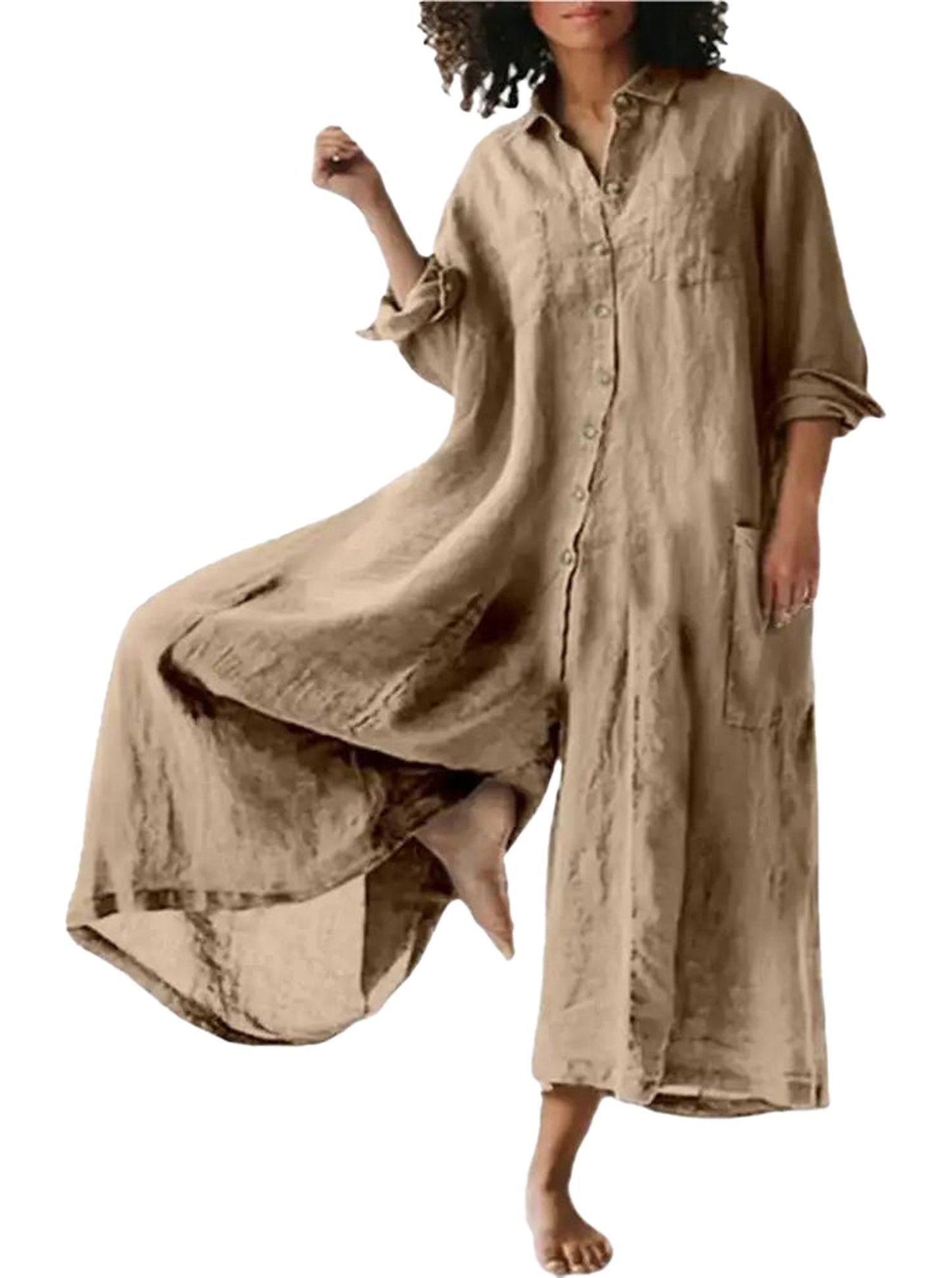 Womens Cotton Linen Jumpsuit Trendy Style