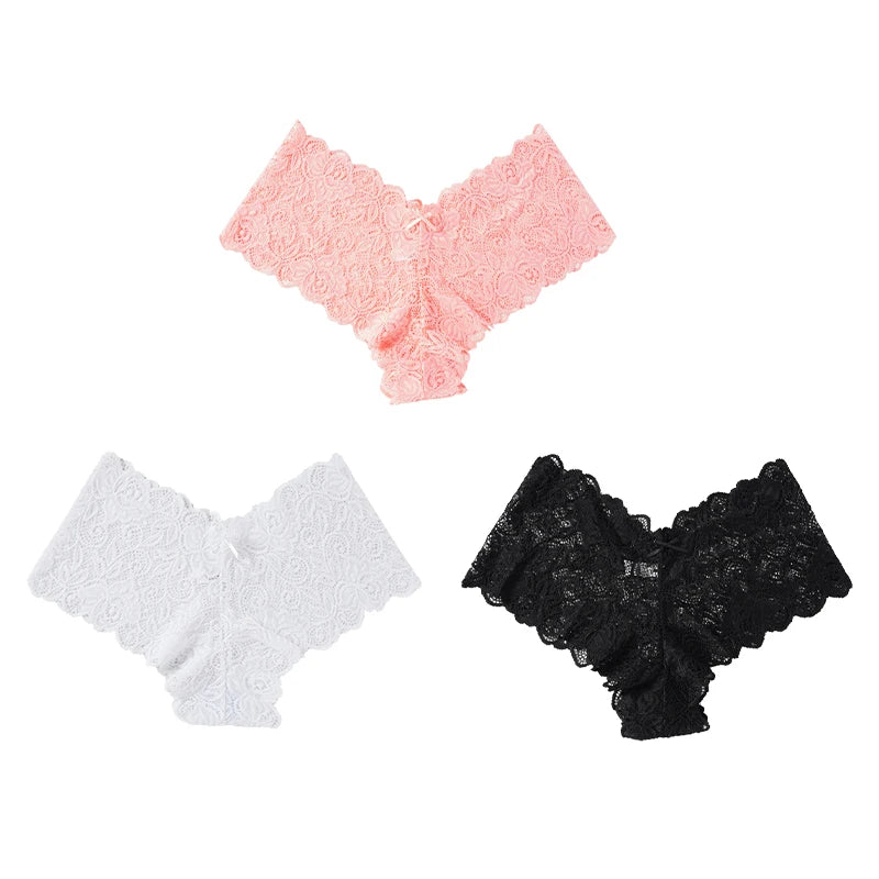 Sexy Floral Lace Low - Rise Briefs Soft Lingerie
