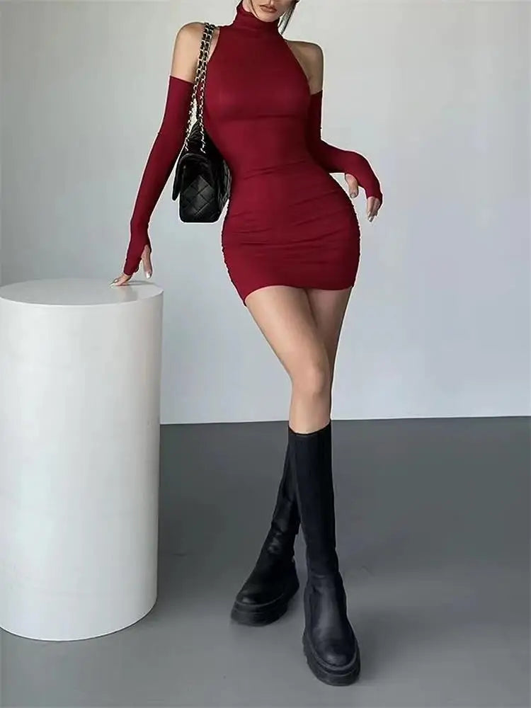 Mini Dress with Cold Shoulder Detail