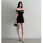 Black Off-Shoulder Dress for Wedding Party Guest