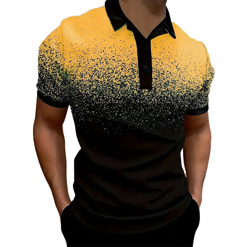 Men's gradient polo shirt in yellow and black with a stylish, modern design for casual wear