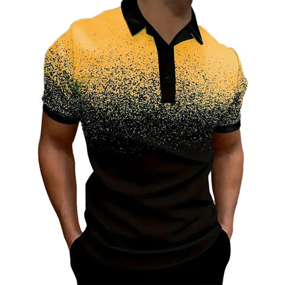 Men's gradient polo shirt in yellow and black with a stylish, modern design for casual wear