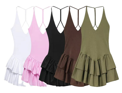 Deep V-Neck Sleeveless Mini Dress Collection