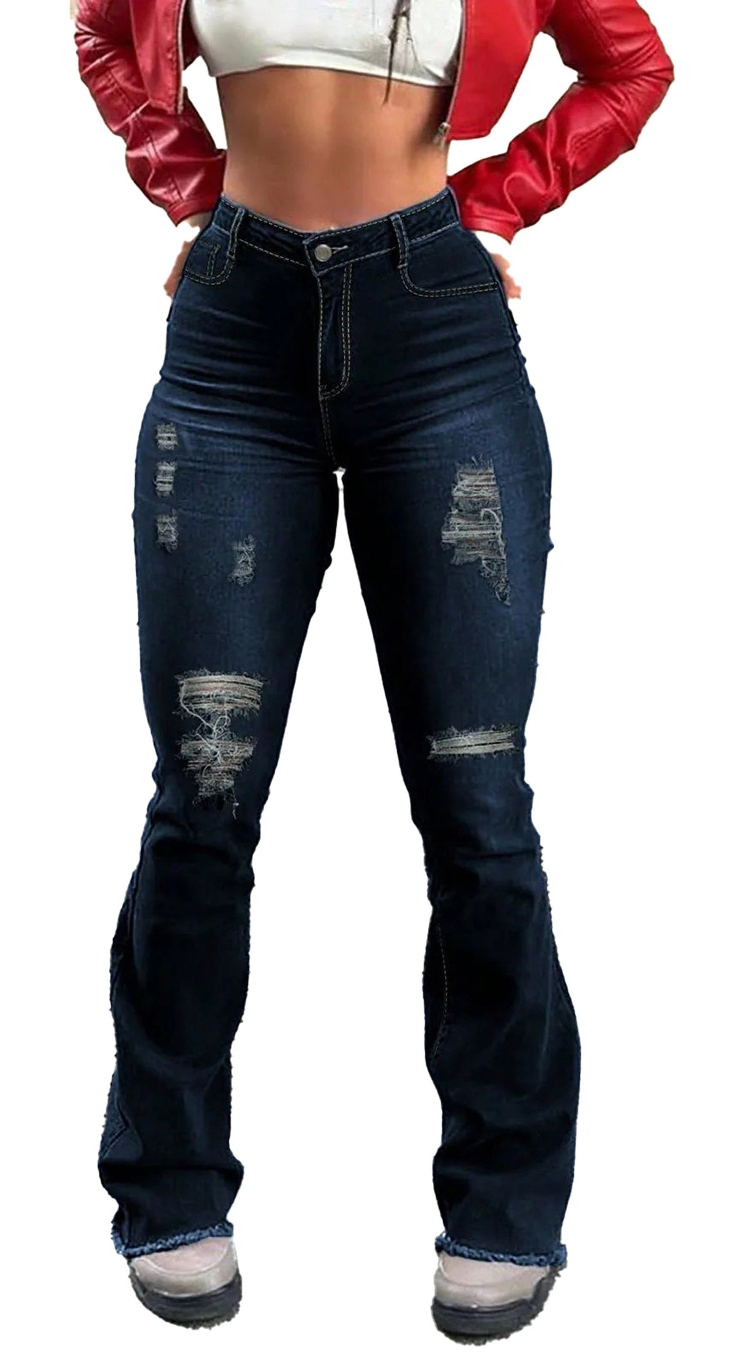 High Waisted Ripped Jeans For Women