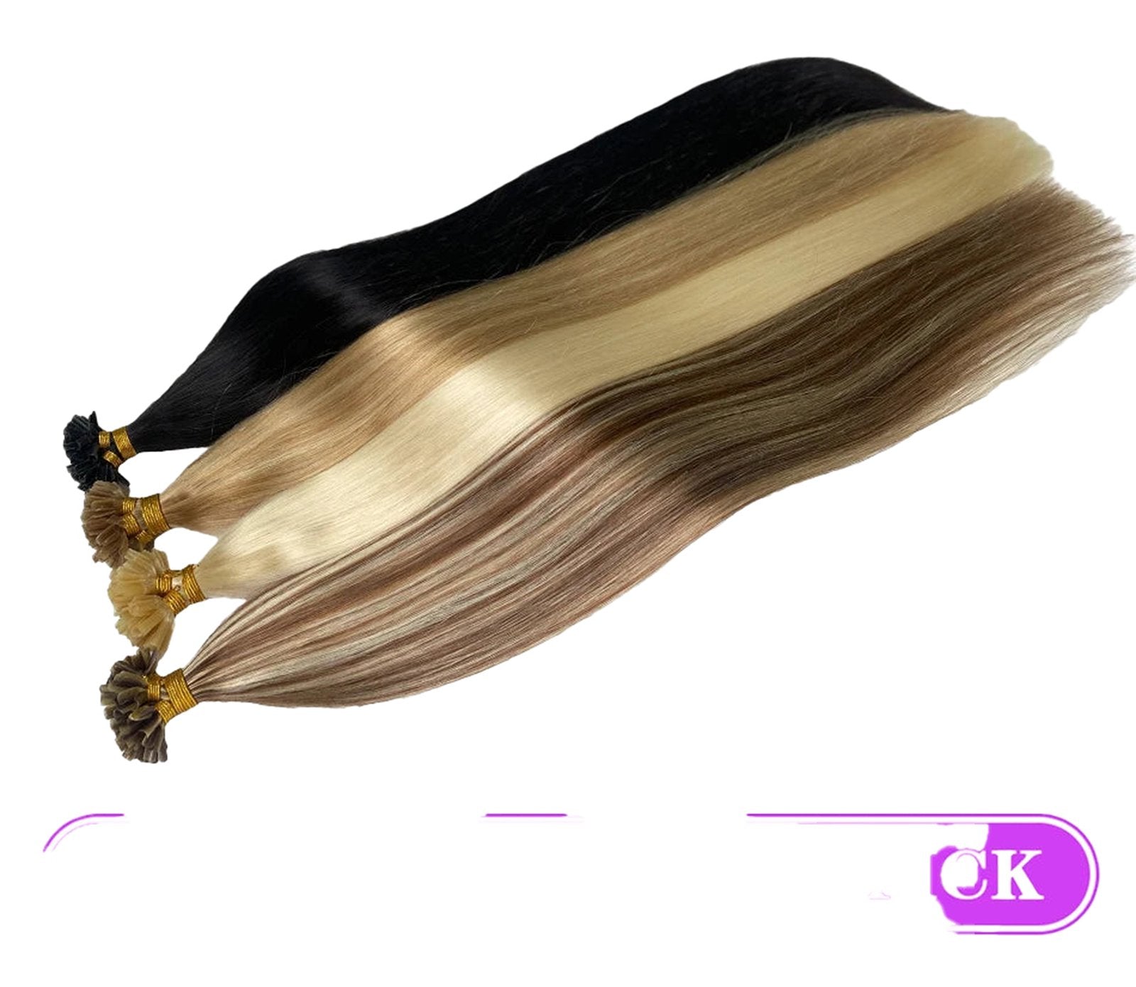 U tip hair extensions human hair in various shades for a natural long straight hairstyle