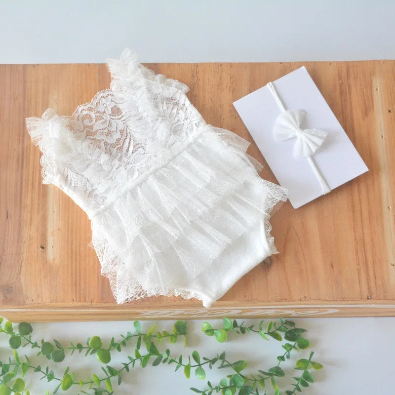 Newborn Baby Girl Lace Romper Princess Photography Outfit