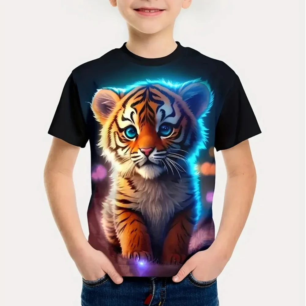 Boys Cartoon Tiger T-Shirt With Soccer Design