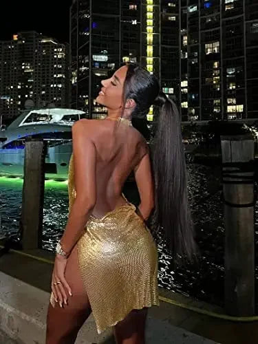 Gold Sequin Dress for Wedding Party Guest