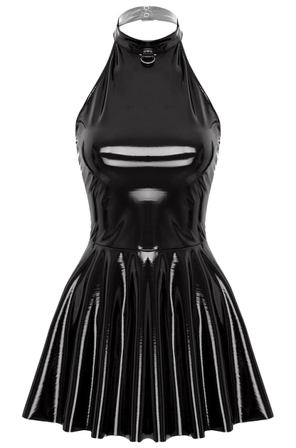 Glossy Patent Leather Mini Dress Swing