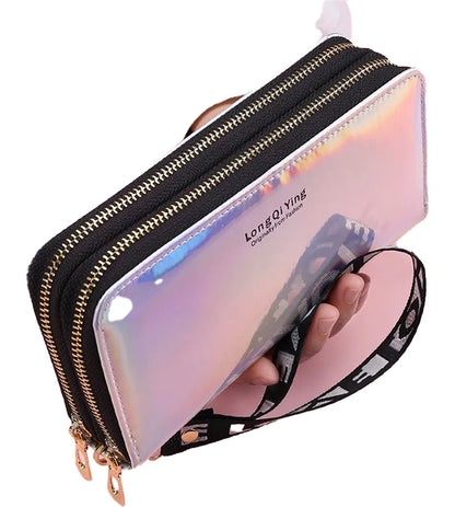 Womens Laser Wallet With Double Zipper