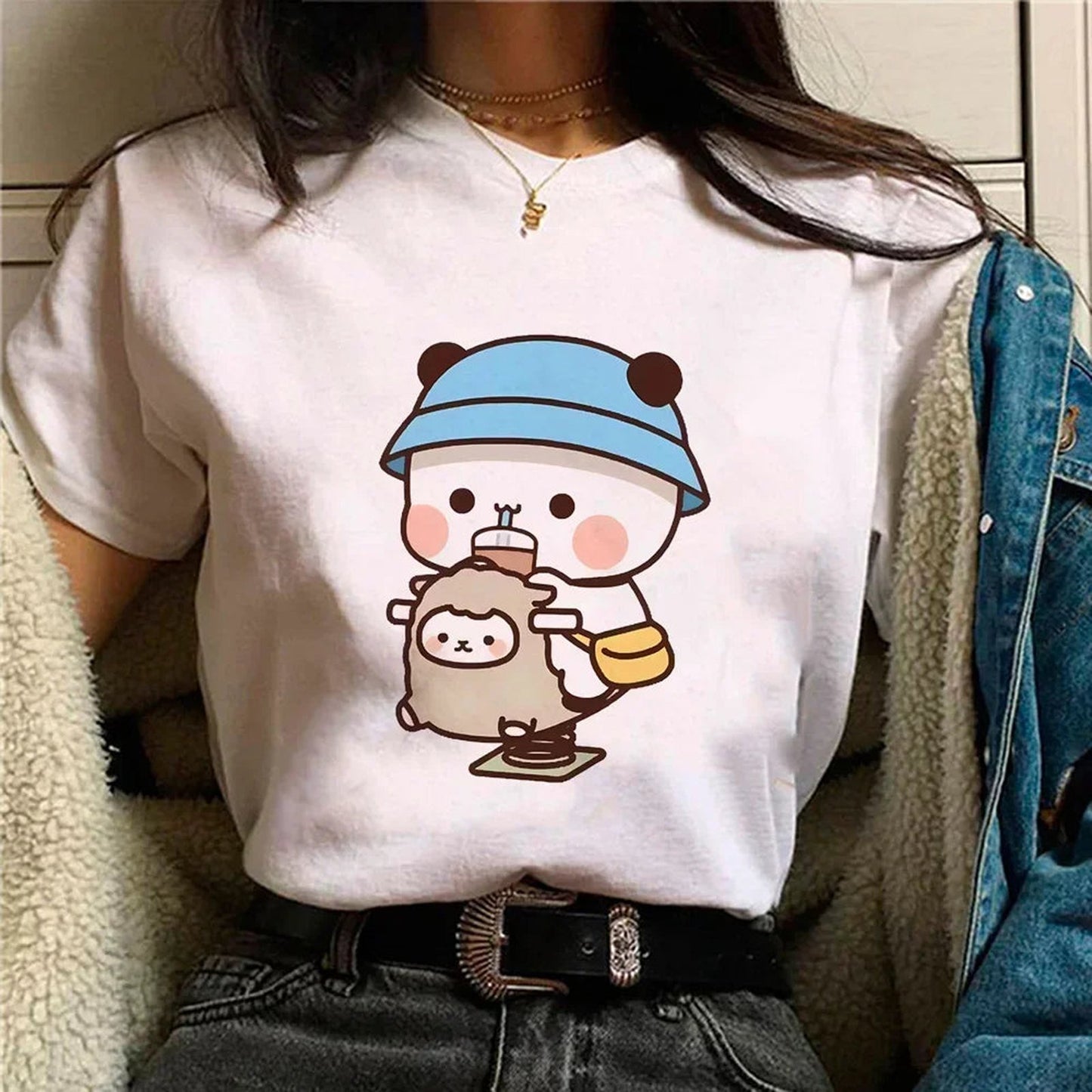 Side View of Funny Anime Graphic Tee for Women