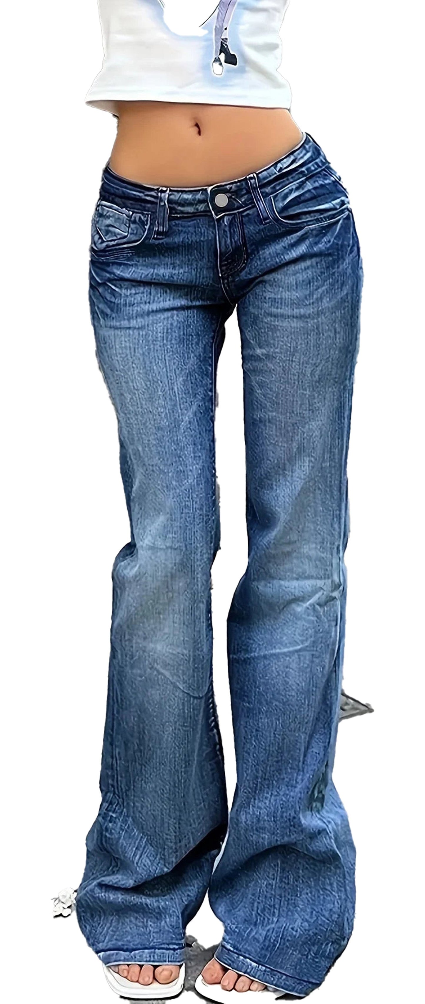 Womens Slim Flare Jeans Trendy Fit