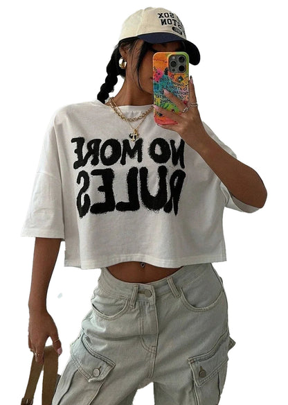 Womens Crop T-Shirts No More Rules
