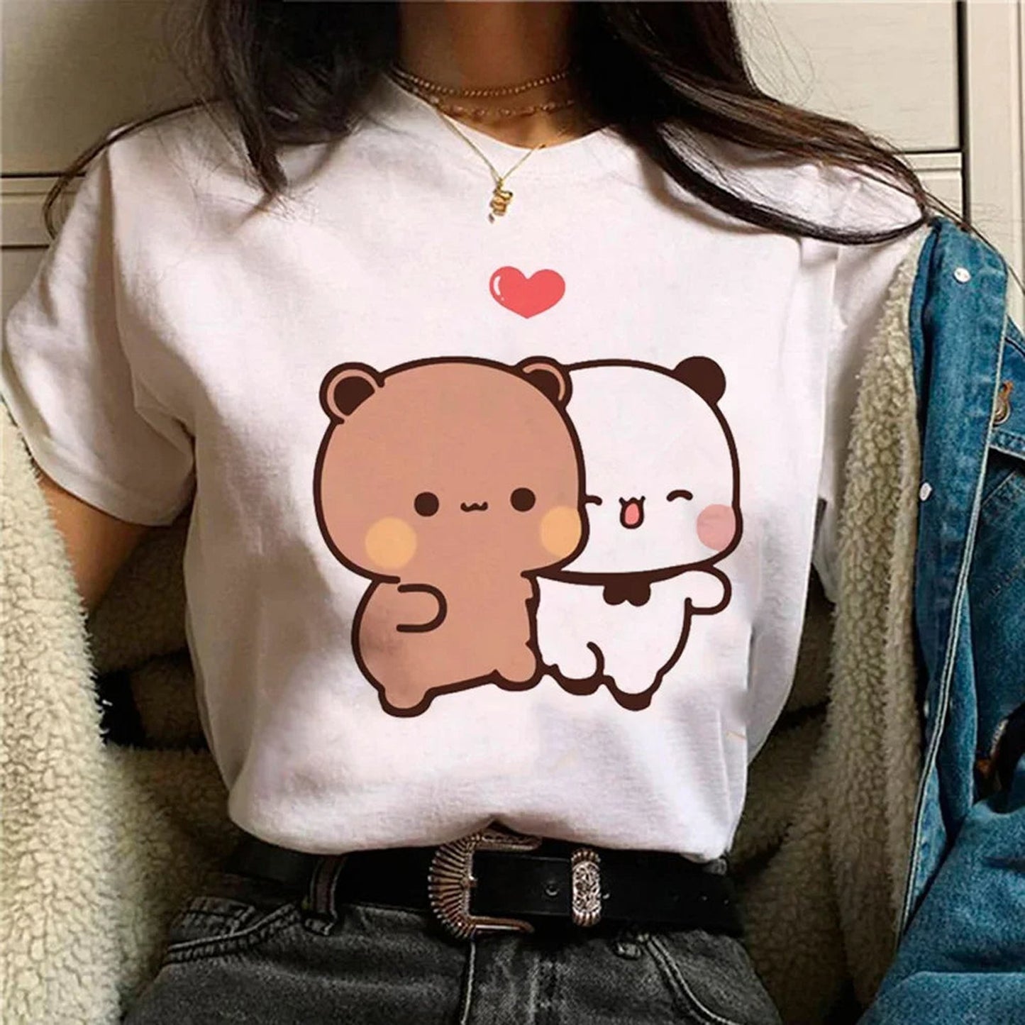 Back View of Funny Anime Graphic Tee for Women