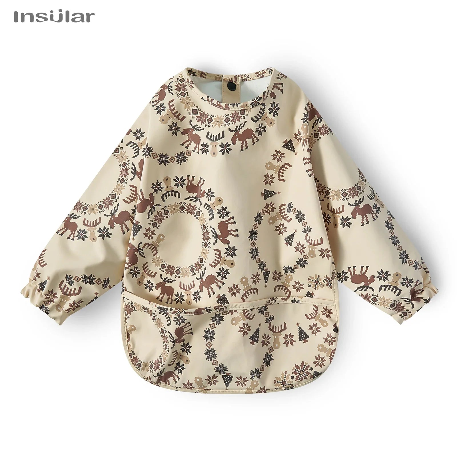 Cute Cartoon Animal Waterproof Long Sleeve Toddler Feeding Smock Bib