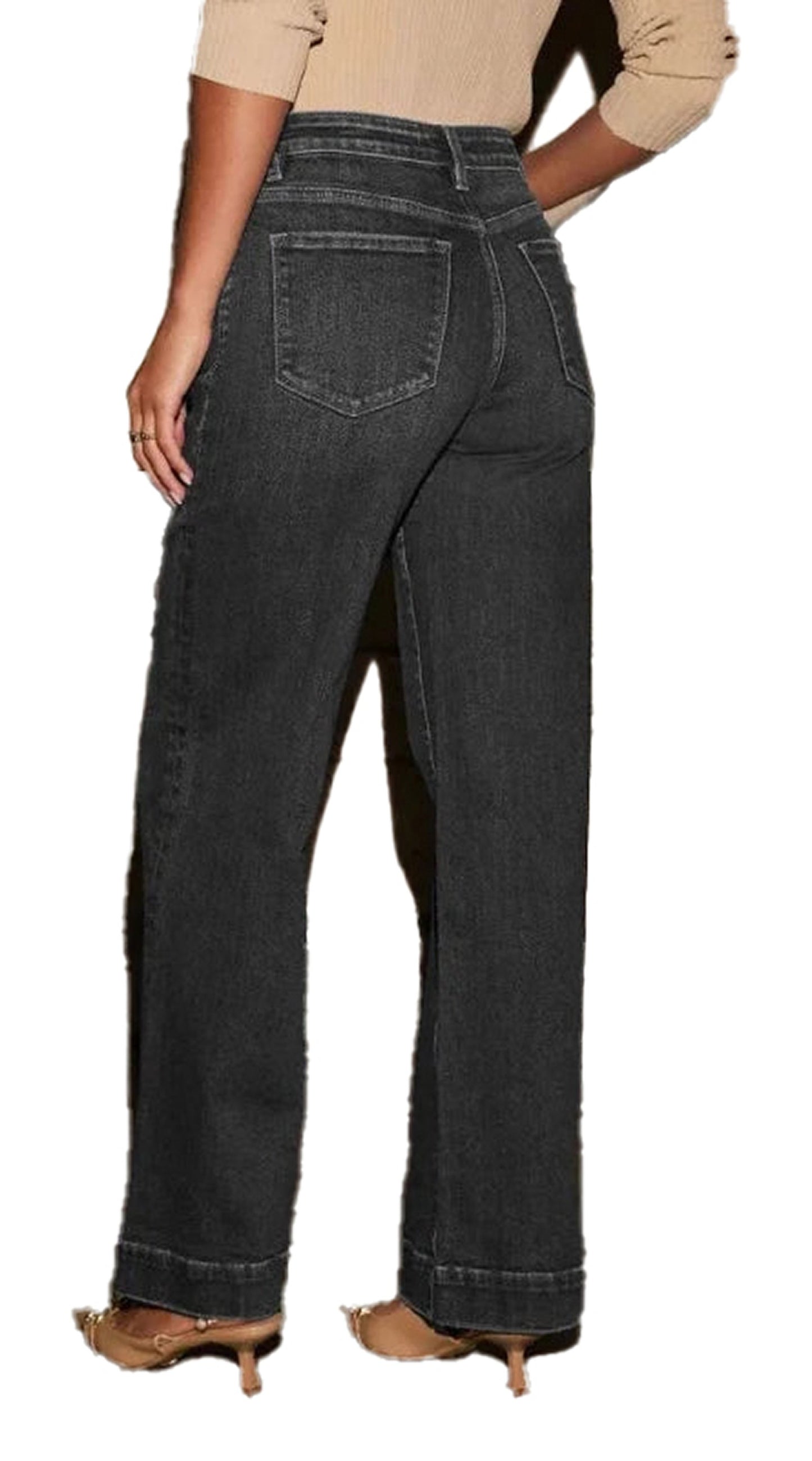 Womens High Waisted Wide Leg Jeans