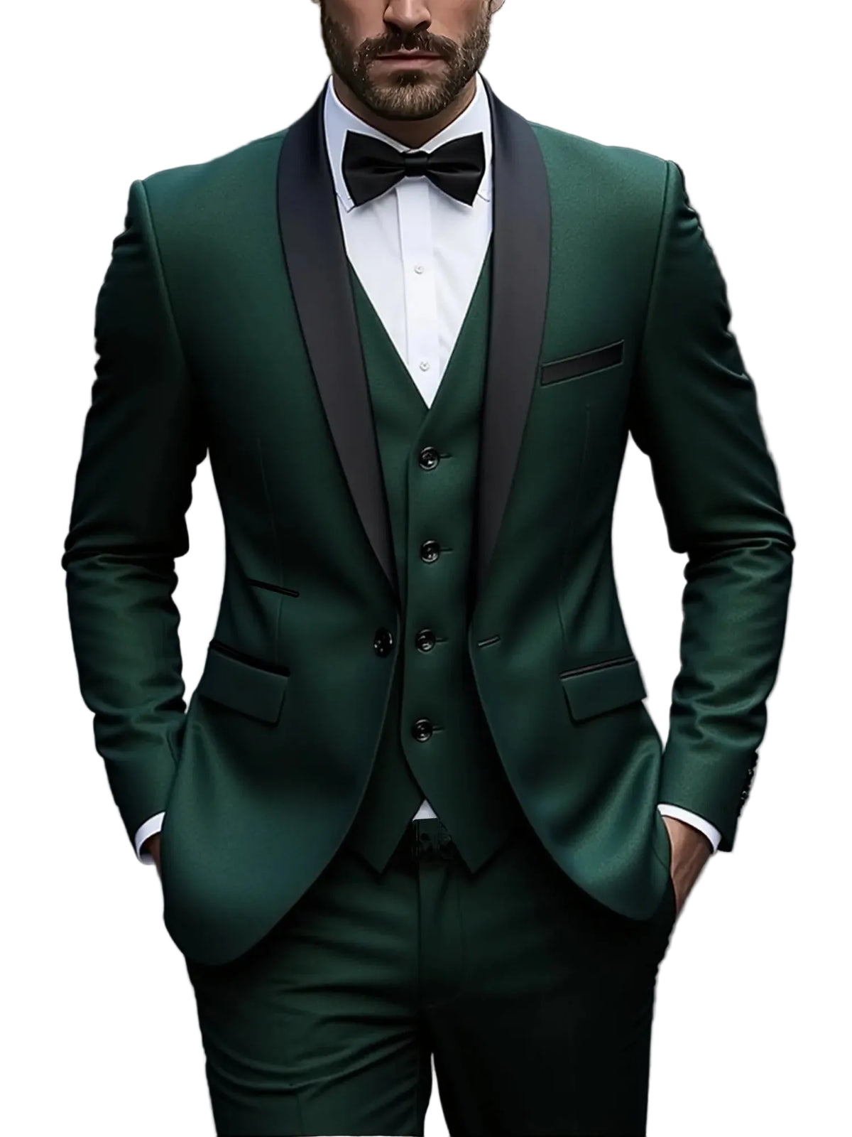 Solid Color Business Slim Fit Three Piece Formal Suit Set
