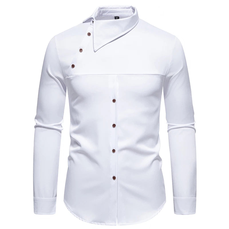 Mens Oblique Button Dress Shirt