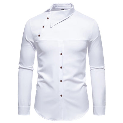 Mens Oblique Button Dress Shirt