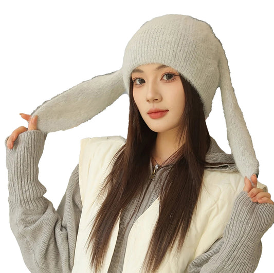 Bunny Ears Beanie For Women Cozy Fashion