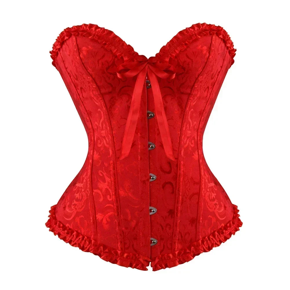 Floral Lace Overbust Corset Jacquard Lingerie Bustier