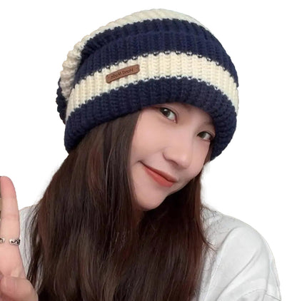Striped Beanie Winter Hat For Women