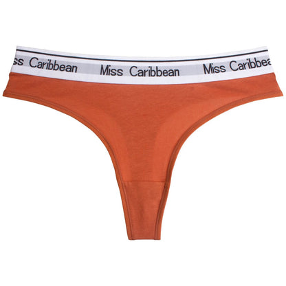 Flat Lay of Women's Cotton Thongs with Letter Print