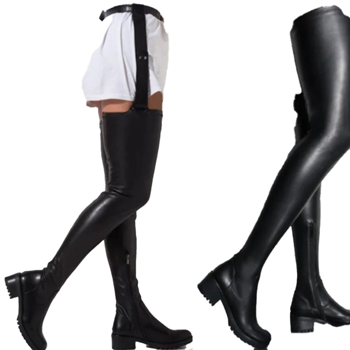Black Thigh High Stiletto Boots