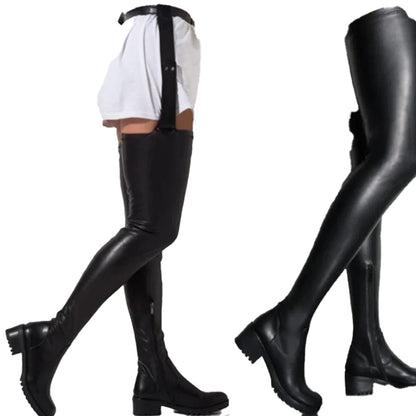 Black Thigh High Stiletto Boots