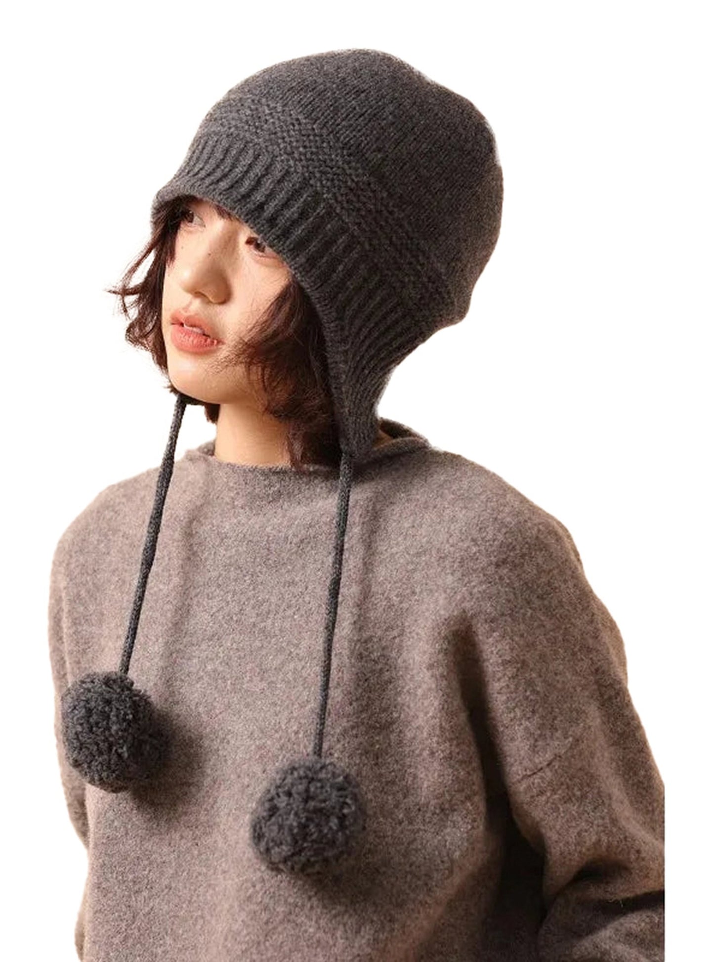 Womens Wool Beanie With Pom Pom Stylish Cozy Hat