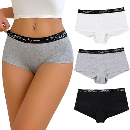 Womens Solid Color Boxer Briefs Set