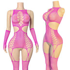 Womens Plaid Satin Knit Bodystocking