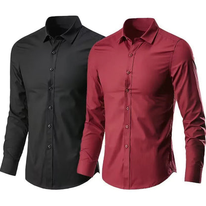 Mens Anti-Wrinkle Dress Shirt Stylish Duo