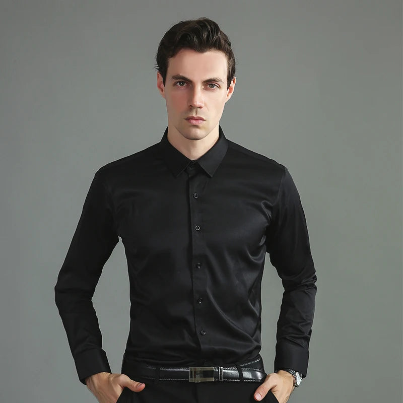 Slim Fit Mens Dress Shirt In Black