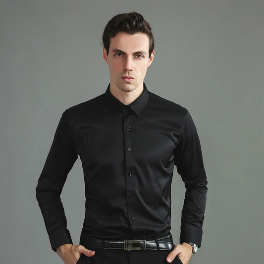 Slim Fit Mens Dress Shirt In Black