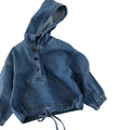 Childrens Blue Denim Long Sleeve Pullover Hoodie