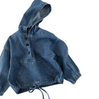 Childrens Blue Denim Long Sleeve Pullover Hoodie