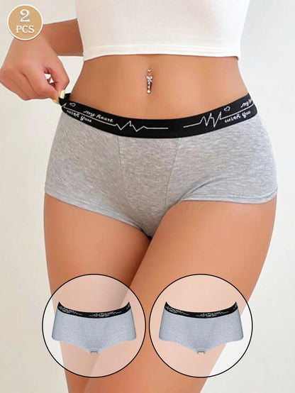 Womens Solid Color Boxer Briefs Set